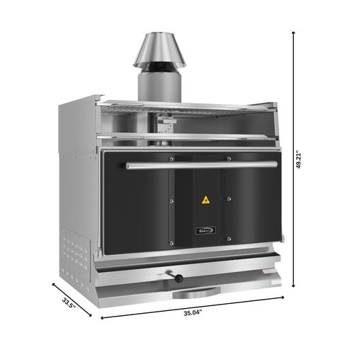 35 in. Commercial Charcoal Oven with Warming Racks in Stainless-Steel