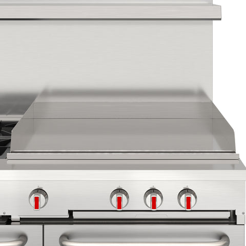 60 in. Commercial Natural Gas Range – 4 Burners, 36 in. Griddle, 2 Standard Ovens in Stainless-Steel