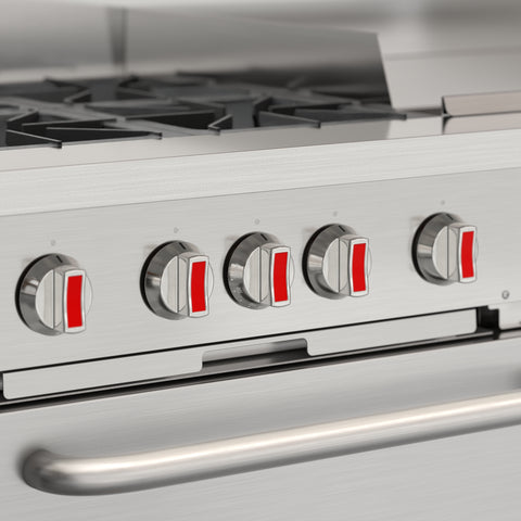 60 in. Commercial Natural Gas Range – 4 Burners, 36 in. Griddle, 2 Standard Ovens in Stainless-Steel