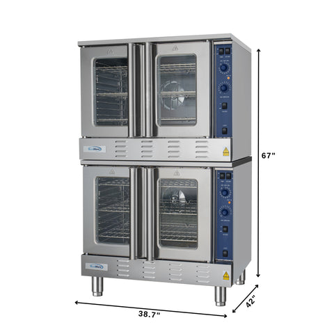 38 in. Full Size Double Commercial LP Convection Oven 108,000 BTU Total With Stacking Kit