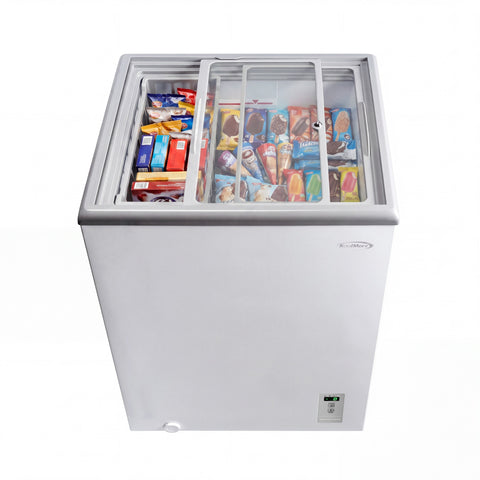 24 in. Commercial Flat Top Ice Cream Display Freezer, 5 Cu. Ft. in White