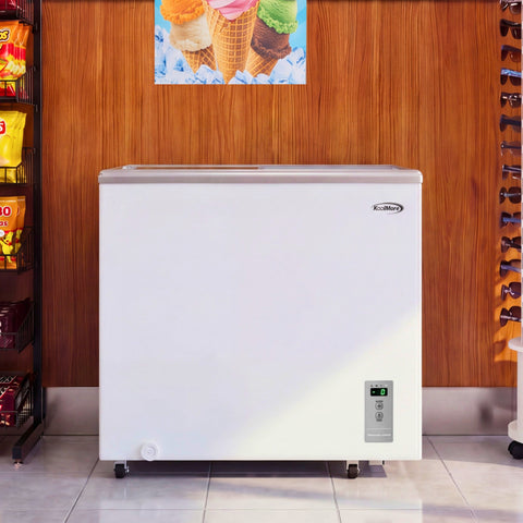 30 in. Commercial Flat Top Ice Cream Display Freezer, 7 Cu. Ft. in White (KM-ICD-70C)
