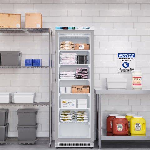 12 Cu. ft. Commercial Freezer with Glass Door in White - Manual Defrost