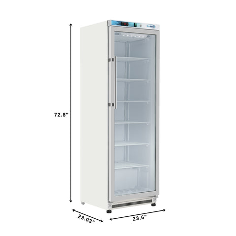 12 Cu. ft. Commercial Freezer with Glass Door in White - Manual Defrost