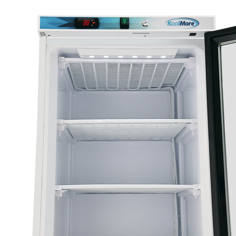 12 Cu. ft. Commercial Freezer with Glass Door in White - Manual Defrost