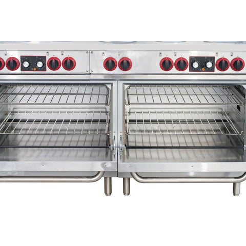 60 In. Commercial Electric Range with 10 Burners and 2 Standard Electric Ovens in Stainless Steel - 208V 3-Phase