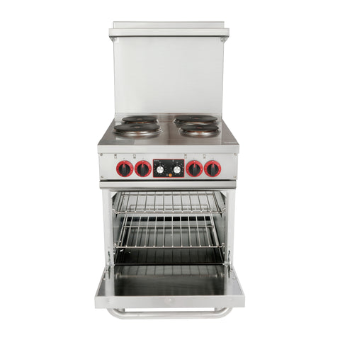 24 in. Commercial Electric Range with 4 Burners and 1 Standard Electric Oven in Stainless Steel - 208V 3-Phase