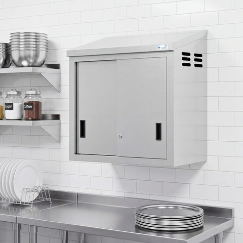 30 in. x 15 in. Stainless-Steel Wall Cabinet with Sliding Doors