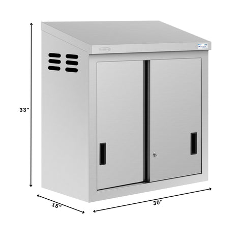 30 in. x 15 in. Stainless-Steel Wall Cabinet with Sliding Doors