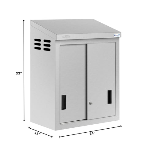 24 in. x 15 in. Stainless-Steel Wall Cabinet with Sliding Doors