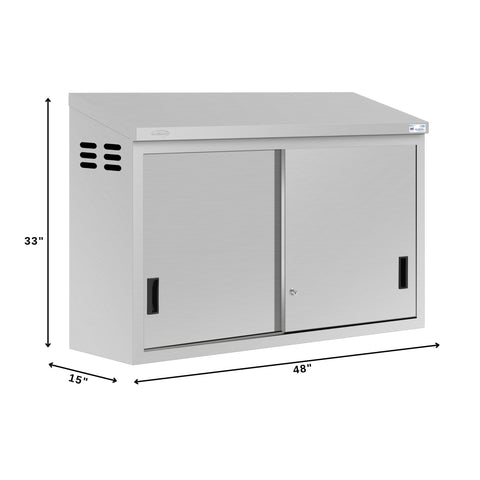 48 in. x 15 in. Stainless-Steel Wall Cabinet with Sliding Doors