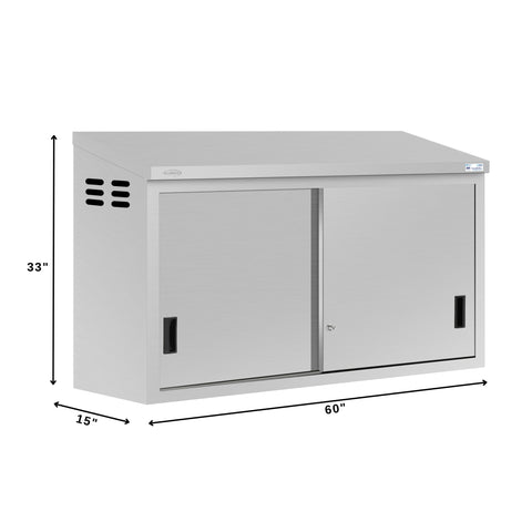 60 in. x 15 in. Stainless-Steel Wall Cabinet with Sliding Doors