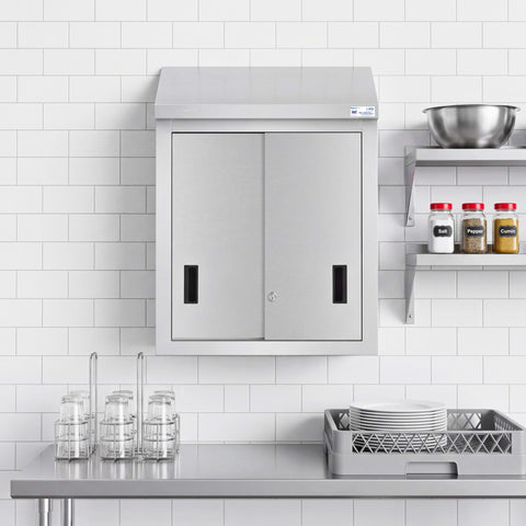 24 in. x 15 in. Stainless-Steel Wall Cabinet with Sliding Doors