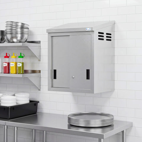24 in. x 15 in. Stainless-Steel Wall Cabinet with Sliding Doors