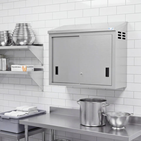 36 in. x 15 in. Stainless-Steel Wall Cabinet with Sliding Doors