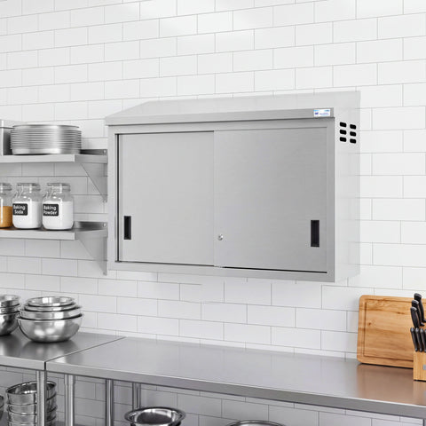 48 in. x 15 in. Stainless-Steel Wall Cabinet with Sliding Doors