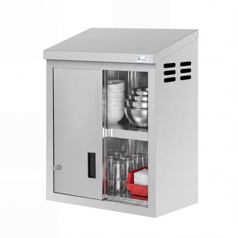 24 in. x 15 in. Stainless-Steel Wall Cabinet with Sliding Doors