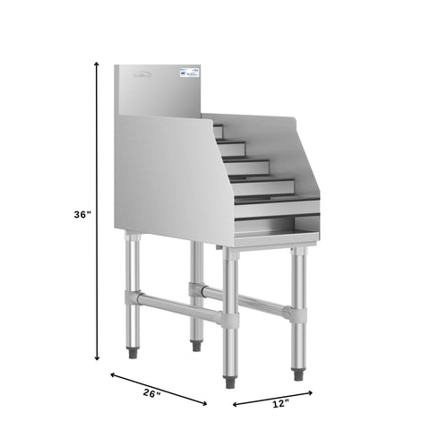 12 in. x 26 in. Liquor Display Rack in 304, 18 GA Stainless Steel