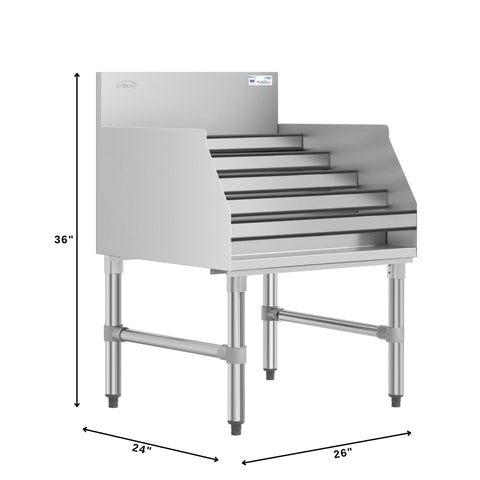 24 in. x 26 in. Liquor Display Rack in 304, 18 GA Stainless Steel