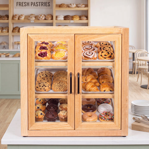 21 in. Artisan Wooden Bakery Slanted Display Case in Beige