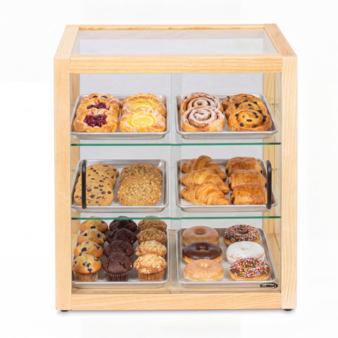 22 in. 3-Tier Artisan Wooden Bakery Display Case in Beige