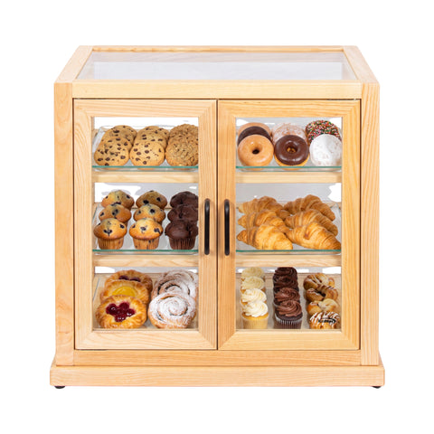 25 in. Artisan Wooden Bakery Upright Display Case in Beige