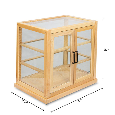 25 in. Artisan Wooden Bakery Upright Display Case in Beige