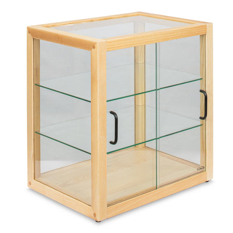22 in. 3-Tier Artisan Wooden Bakery Display Case in Beige