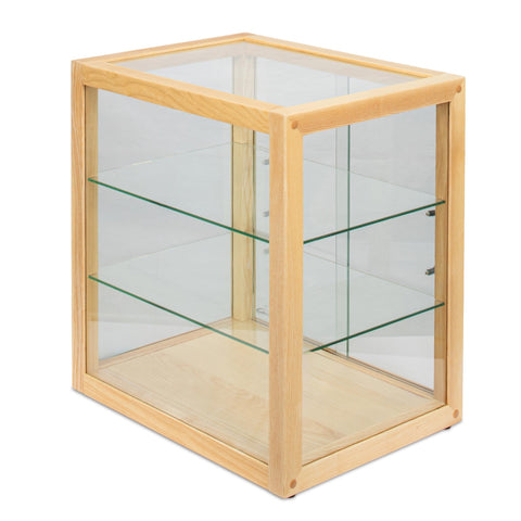 22 in. 3-Tier Artisan Wooden Bakery Display Case in Beige