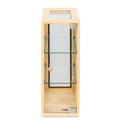 13 in. 3-Tier Bread Wooden Display Case with Swing Door in Beige