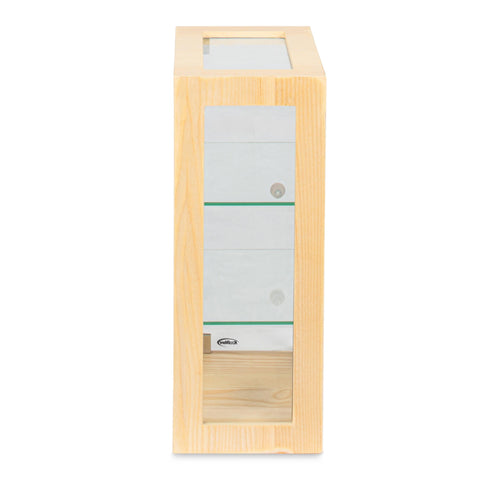 13 in. 3-Tier Bread Wooden Display Case with Swing Door in Beige