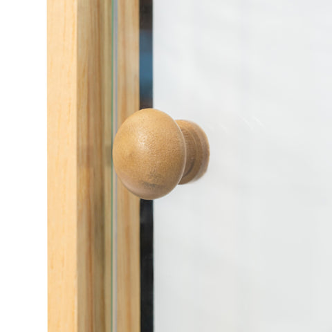 13 in. 3-Tier Bread Wooden Display Case with Swing Door in Beige