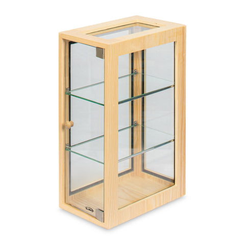 13 in. 3-Tier Bread Wooden Display Case with Swing Door in Beige