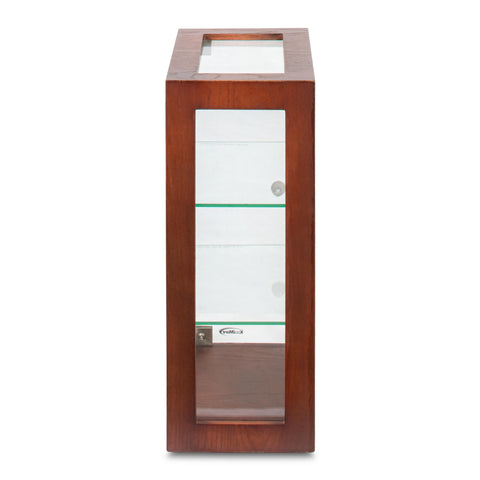 13 in. 3-Tier Bread Wooden Display Case with Swing Door in Brown