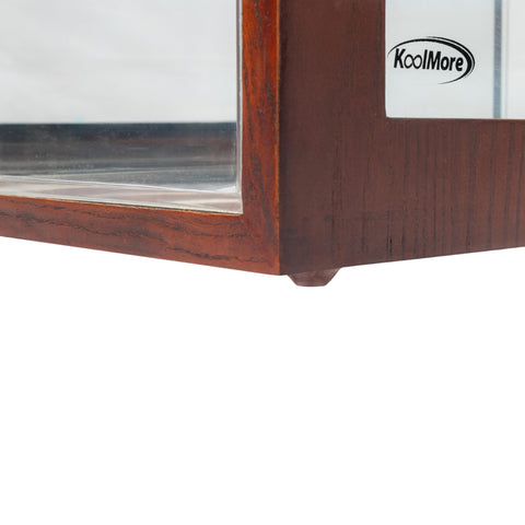 13 in. 3-Tier Bread Wooden Display Case with Swing Door in Brown