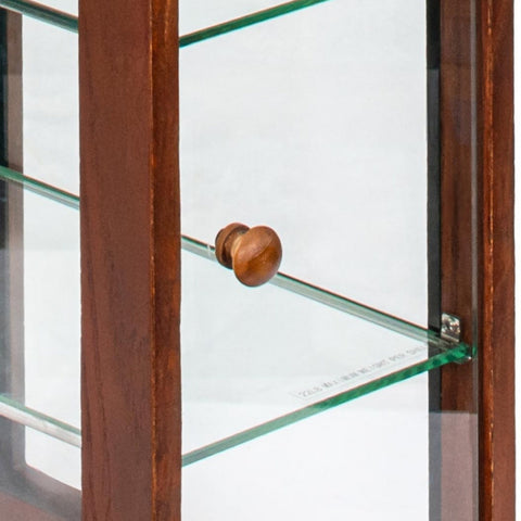 13 in. 3-Tier Bread Wooden Display Case with Swing Door in Brown