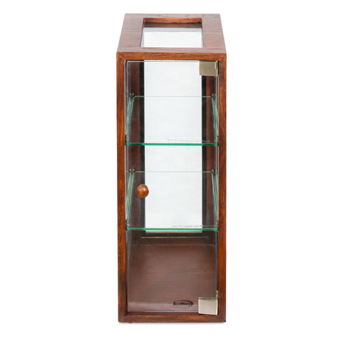 13 in. 3-Tier Bread Wooden Display Case with Swing Door in Brown