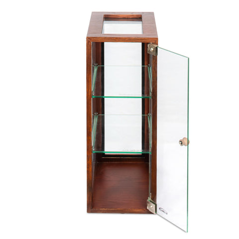 13 in. 3-Tier Bread Wooden Display Case with Swing Door in Brown