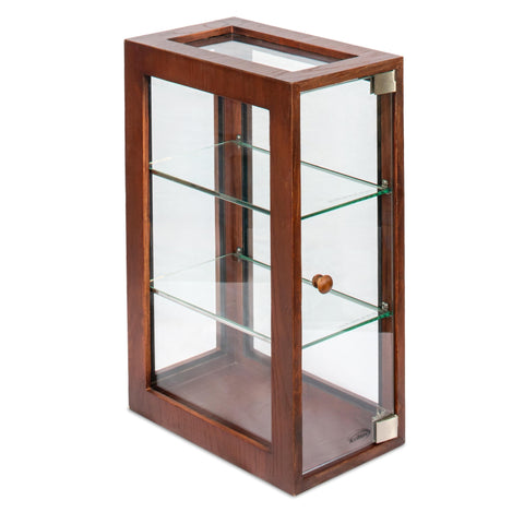 13 in. 3-Tier Bread Wooden Display Case with Swing Door in Brown