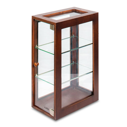 13 in. 3-Tier Bread Wooden Display Case with Swing Door in Brown