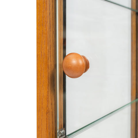 13 in. 3-Tier Bread Wooden Display Case with Swing Door in Light Brown