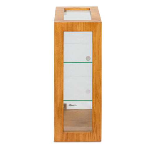 13 in. 3-Tier Bread Wooden Display Case with Swing Door in Light Brown