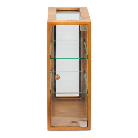 13 in. 3-Tier Bread Wooden Display Case with Swing Door in Light Brown