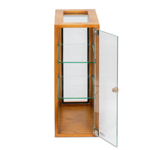 13 in. 3-Tier Bread Wooden Display Case with Swing Door in Light Brown