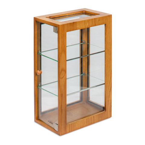 13 in. 3-Tier Bread Wooden Display Case with Swing Door in Light Brown