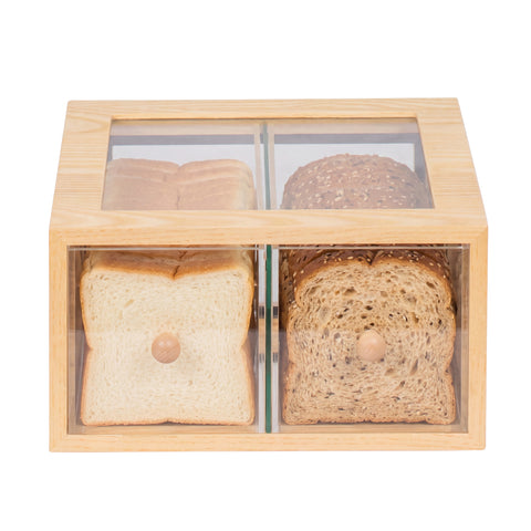 14 in. Wooden Double Bin Bread Drawer in Beige