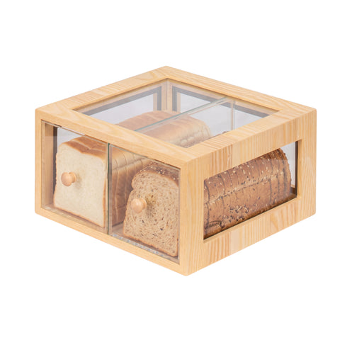 14 in. Wooden Double Bin Bread Drawer in Beige