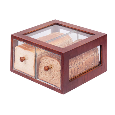 14 in. Wooden Double Bin Bread Drawer in Brown