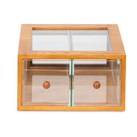 14 in. Wooden Double Bin Bread Drawer in Light Brown