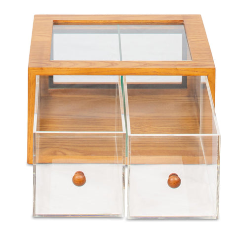 14 in. Wooden Double Bin Bread Drawer in Light Brown